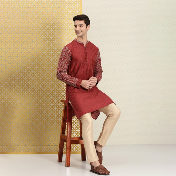 https://www.zenfashion.in/products/men-red-gold-toned-ethnic-motifs-printed-thread-work-kurta