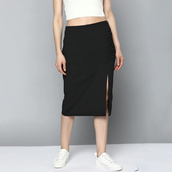 https://www.zenfashion.in/products/women-black-pure-cotton-solid-ruched-straight-skirt