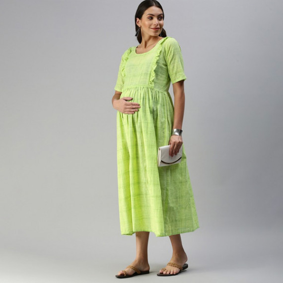 https://www.zenfashion.in/products/lime-green-woven-design-handloom-maternity-a-line-midi-dress