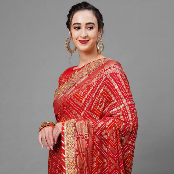 https://www.zenfashion.in/products/red-gold-toned-woven-design-bandhani-saree