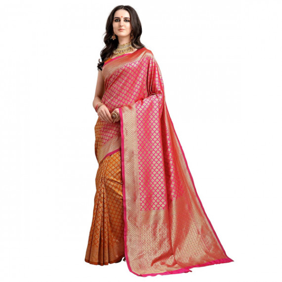 https://www.zenfashion.in/products/pink-mustard-yellow-ethnic-motifs-woven-design-half-half-kanjeevaram-saree