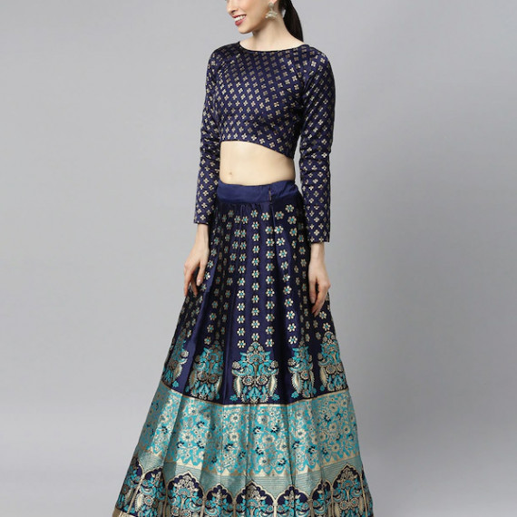 https://www.zenfashion.in/products/blue-green-woven-design-lehenga-choli